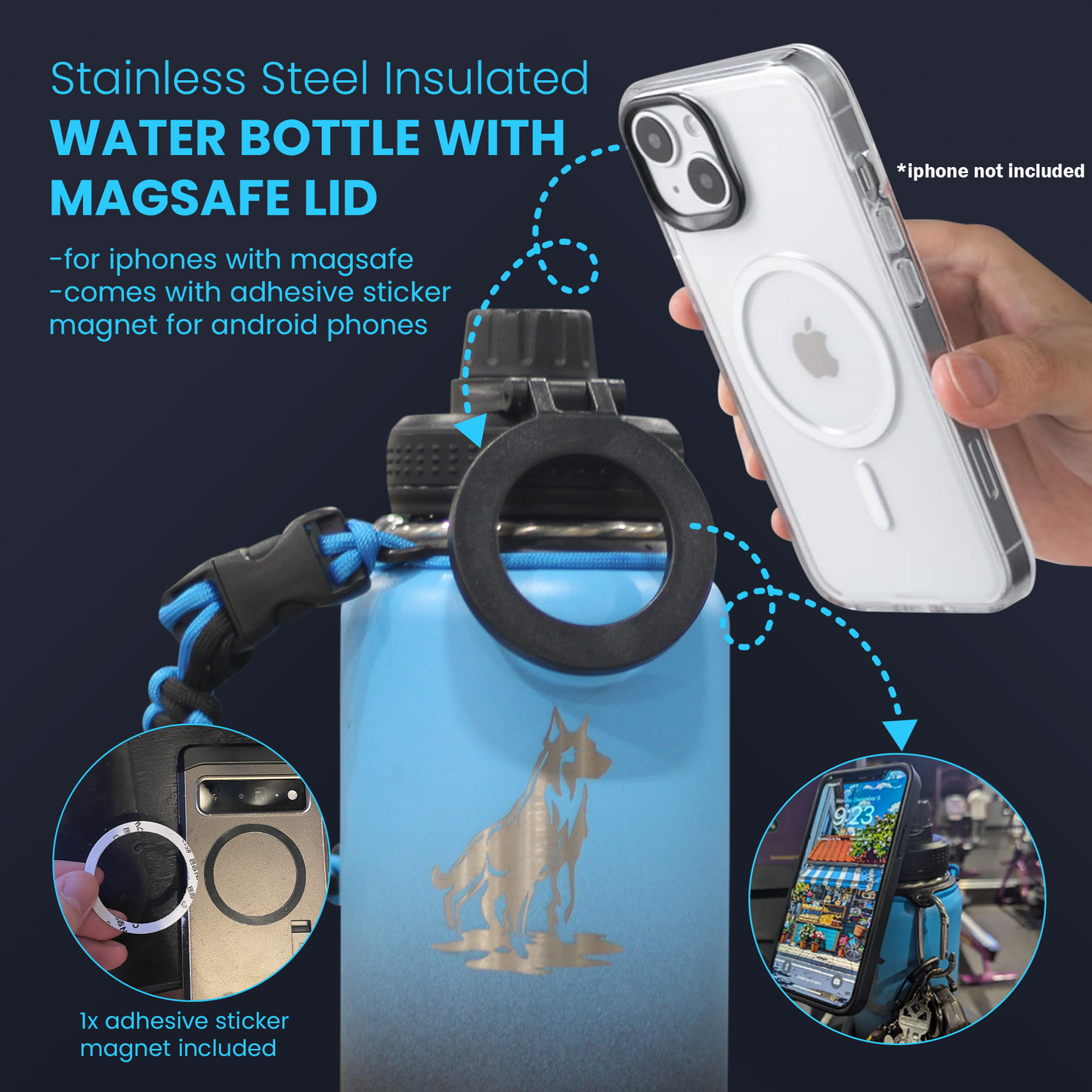 32oz Discipline Dog Stainless Steel Water Bottle With Magsafe Lid